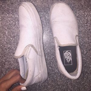 White Leather Van Slip-ons